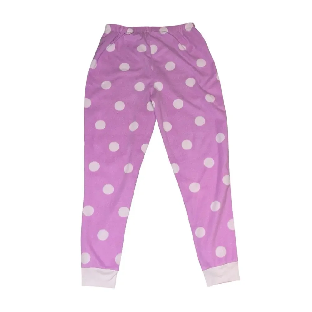 Girls 8-10 Purple & White Polka Dot Fleece Sleep Pajama Pants